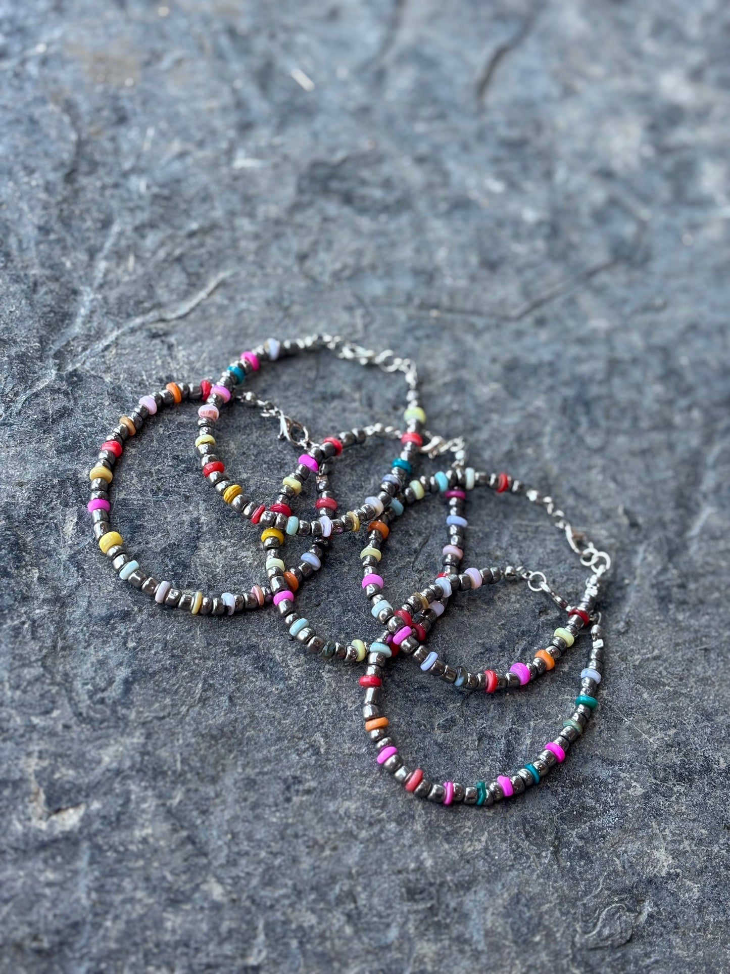 Beaded Bracelet with Colored Glass Beads