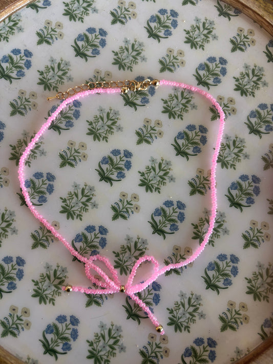 Pink Bow Necklace