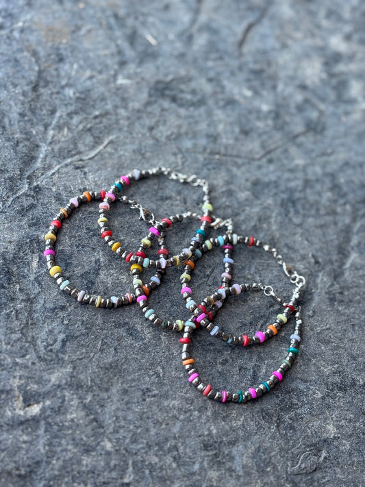 Beaded Bracelet with Colored Glass Beads