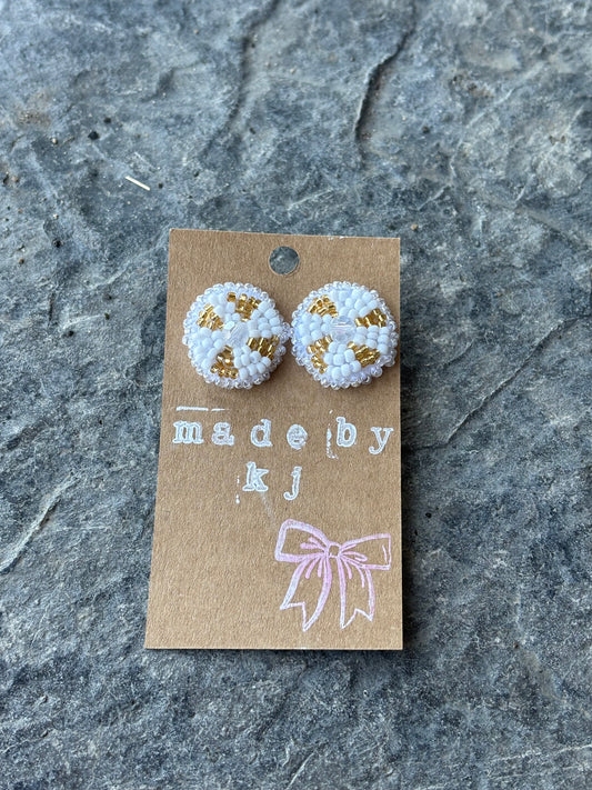 Beaded Round Stud Earrings