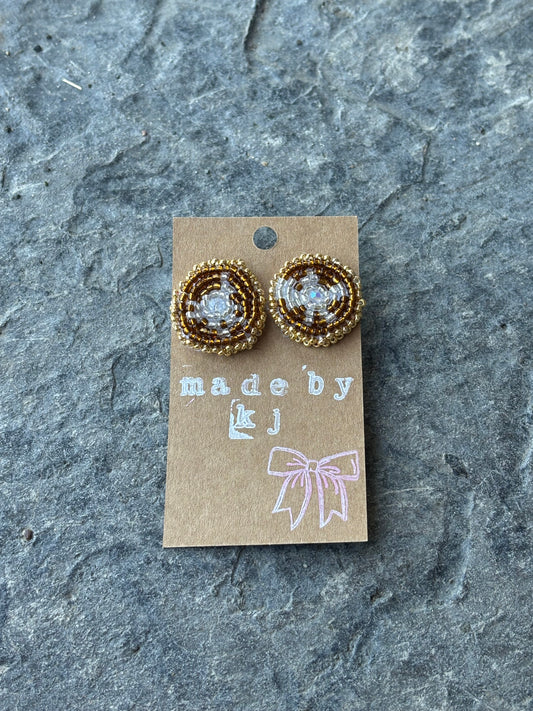 Beaded Round Stud Earrings